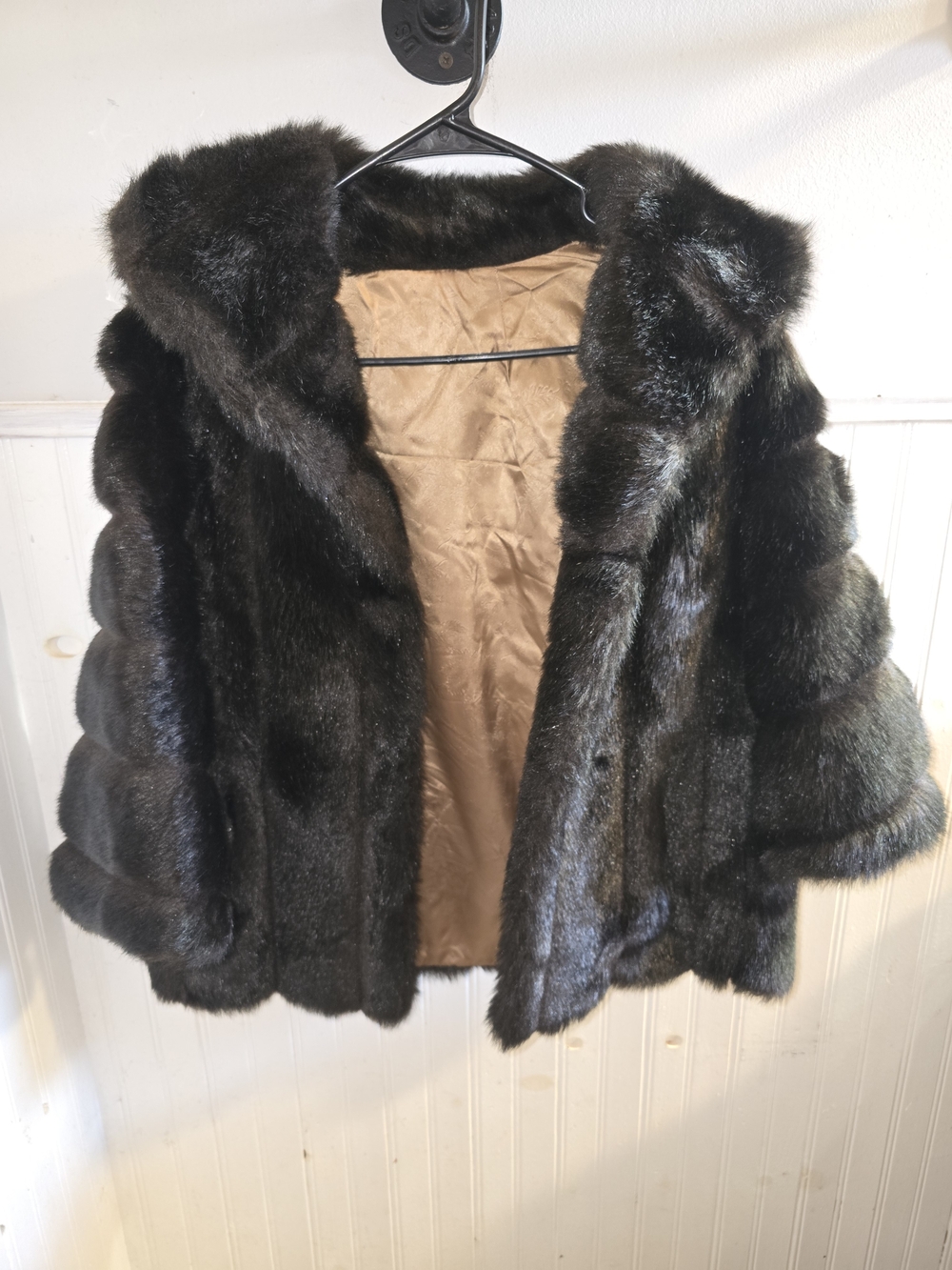 Vintage Sears Fashion Place Black Faux Fur Jacket Women’s Short Coat
